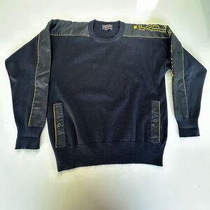 Paul & Shark Yachting Navy Crew Neck/Ribbed Hemmed Sweater- S